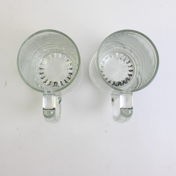 Set of 2 Clear Glass Beer Mugs Barware Drinkware