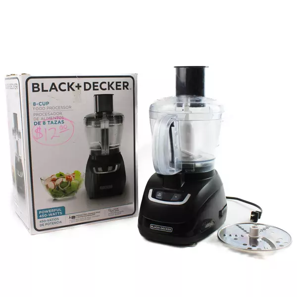 BLACK+DECKER FP1600B 8-Cup Food Processor Black Compact Tested Used