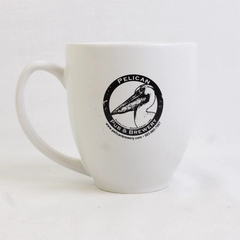Pelican Pub & Brewery White Ceramic Coffee Mug With Handle 4.25" Tall