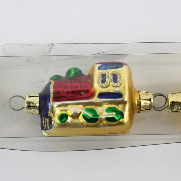 7 Piece 1996 Miniature Mercury Glass Train Ornament Set