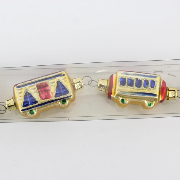 7 Piece 1996 Miniature Mercury Glass Train Ornament Set