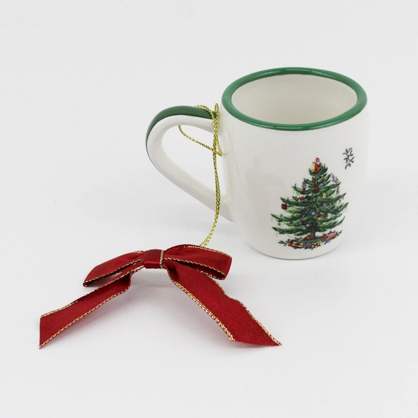 Spode Mini Coffee Cup Christmas Tree Ornament 2½" Ceramic Mug w/ Box
