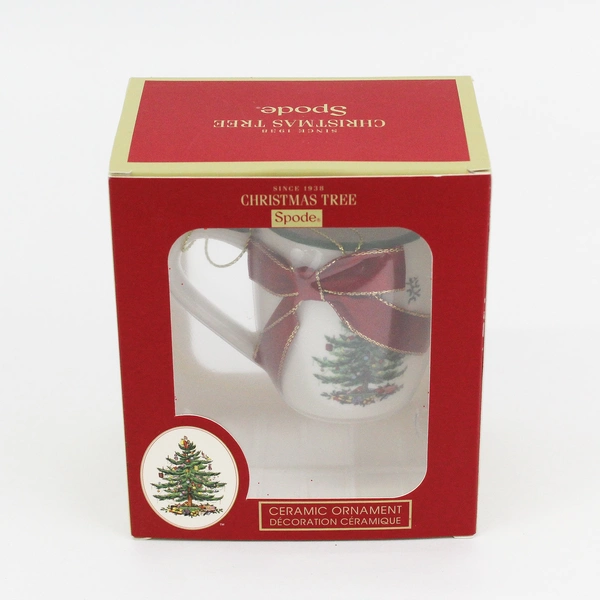 Spode Mini Coffee Cup Christmas Tree Ornament 2½" Ceramic Mug w/ Box