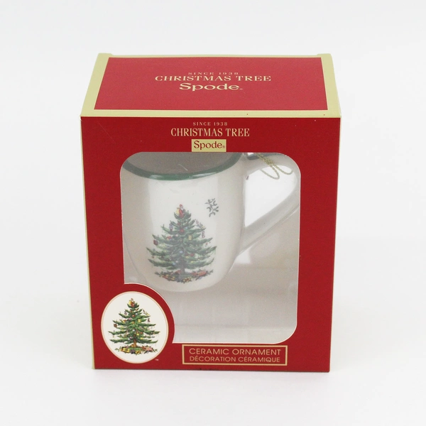 Spode Mini Coffee Cup Christmas Tree Ornament 2½" Ceramic Mug w/ Box