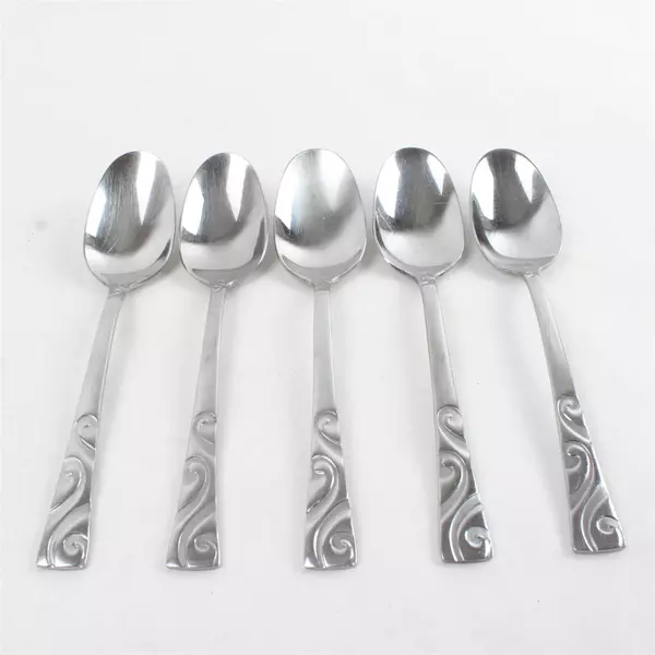 Set of 5 Oneida Stanhope Stainless Place Oval Soup Spoons 7.25" Used