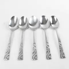 Set of 5 Oneida Stanhope Stainless Place Oval Soup Spoons 7.25" Used