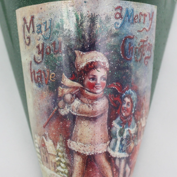 Vtg Christmas Metal Hanging Wall Pocket Vase May You Have A Merry Christmas 