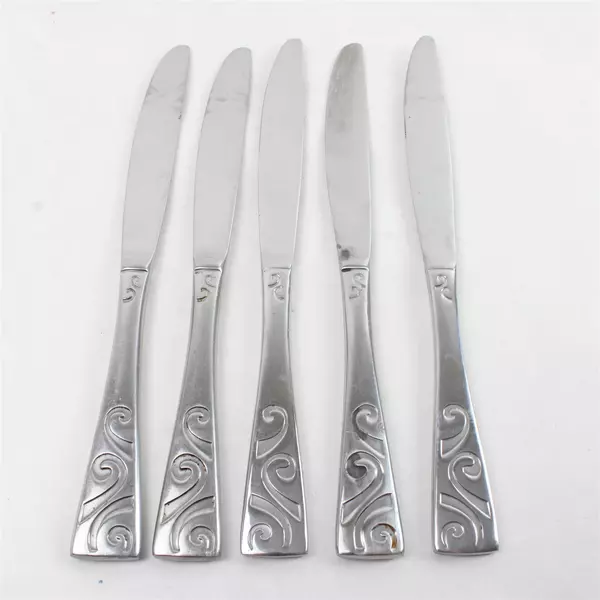 Set of 5 Oneida Stanhope Stainless Steel Modern Dinner Knives 9.5"