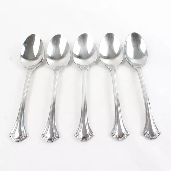 Set of 5 Place Oval Soup Spoons Wallace Resplendence Stainless Indonesia 7"