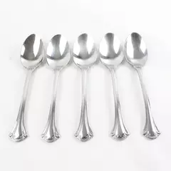 Set of 5 Place Oval Soup Spoons Wallace Resplendence Stainless Indonesia 7"