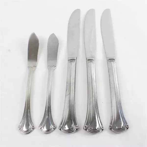Lot of 5 Wallace Resplendence Stainless Flatware Knives 3 Solid + 2 Butter