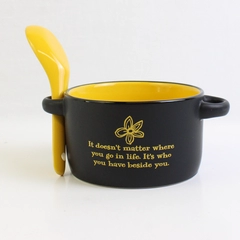 M-Ware Inspirational Ceramic 4" Soup Bowl and Spoon