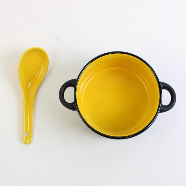 M-Ware Inspirational Ceramic 4" Soup Bowl and Spoon