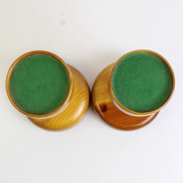 Set of 2 Hand-Carved Open Barley Twist Wooden Pillar Candle Holders 9-3/4"