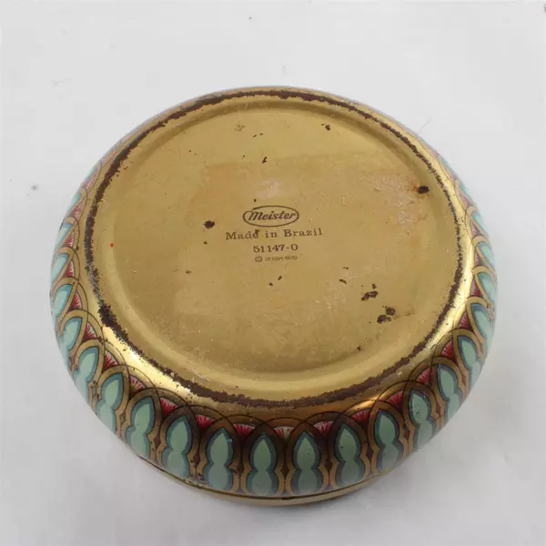 Vintage Meister Round Floral Tin Brazil Model 51147-0 5.25" x1.75"
