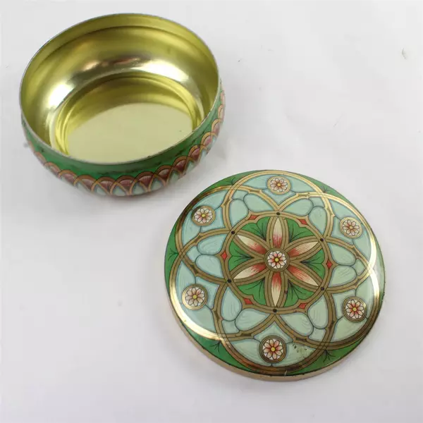 Vintage Meister Round Floral Tin Brazil Model 51147-0 5.25" x1.75"