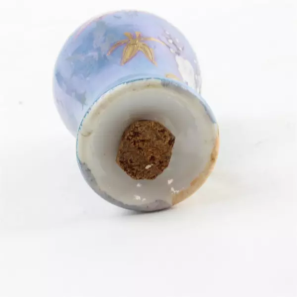 Vintage Japanese Lusterware Salt Shaker Blue with Gold Bamboo 2.75"