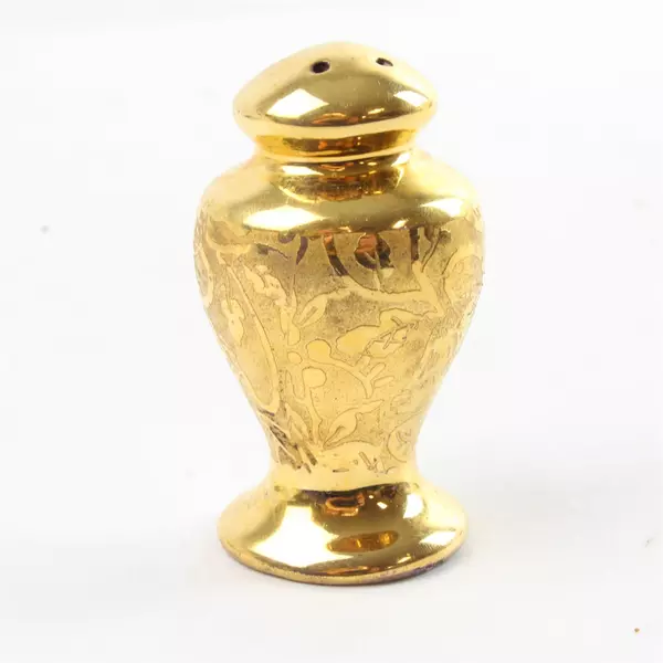 Vintage 2.5" Mini Weeping Salt Shaker 22kt Gold Finish Collectible