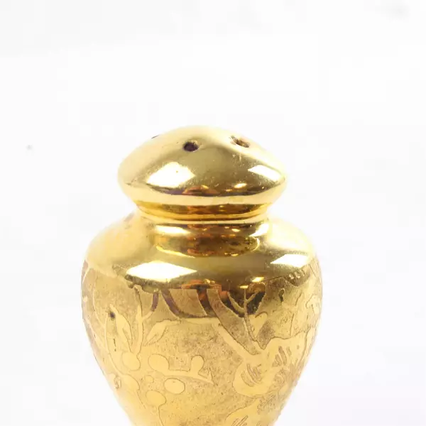 Vintage 2.5" Mini Weeping Salt Shaker 22kt Gold Finish Collectible