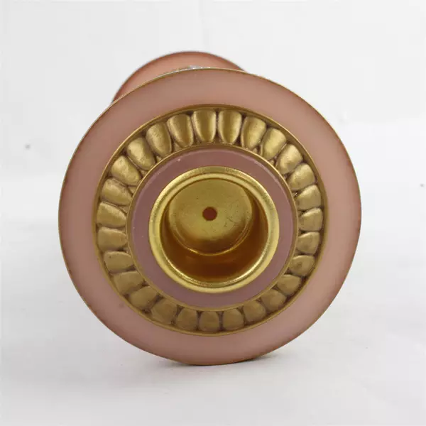 Pink Frosted Resin Victorian Style Gilded Candle Holder 7.25"
