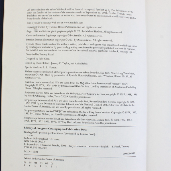 Finding God's Peace in Perilous Times With CD Bonus 2001 Hardcover