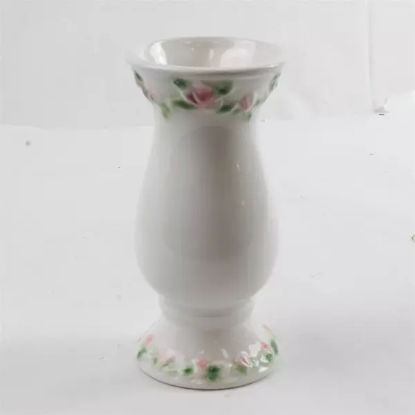 Vintage Porcelain Bud Vase 3D Raised Roses Floral 6.25"