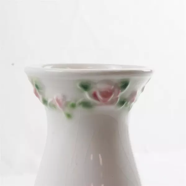 Vintage Porcelain Bud Vase 3D Raised Roses Floral 6.25"
