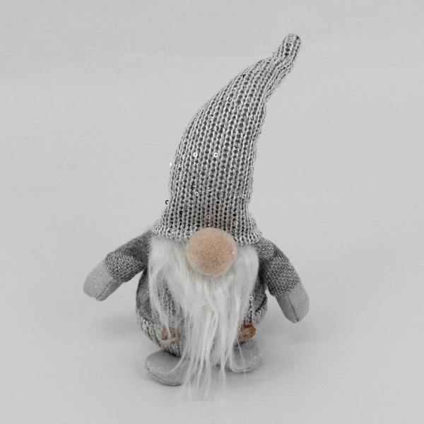 Gray Argyle Sock Bean Bag Plush Christmas Gnome Plush With Sequins 