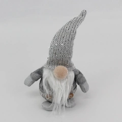 Gray Argyle Sock Bean Bag Plush Christmas Gnome Plush With Sequins 