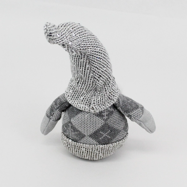 Gray Argyle Sock Bean Bag Plush Christmas Gnome Plush With Sequins 