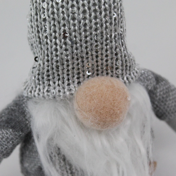 Gray Argyle Sock Bean Bag Plush Christmas Gnome Plush With Sequins 
