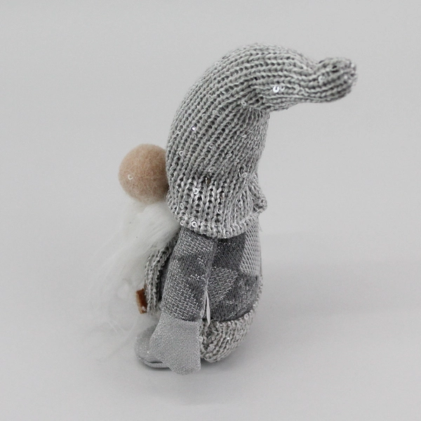 Gray Argyle Sock Bean Bag Plush Christmas Gnome Plush With Sequins 