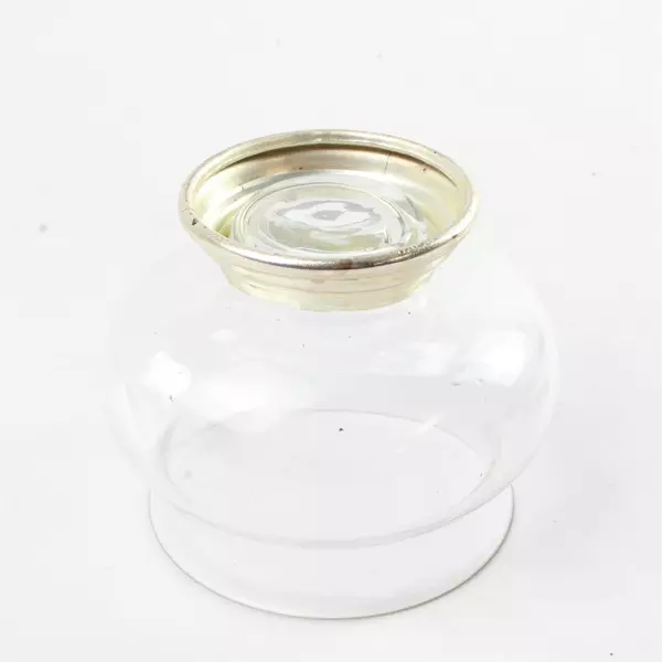 Vintage Clear Glass Sugar Bowl Silver-plated Rim Knob 5.25" Tall