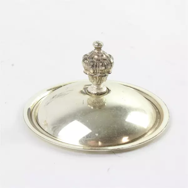 Vintage Clear Glass Sugar Bowl Silver-plated Rim Knob 5.25" Tall