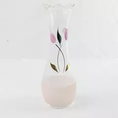 Vintage Bartlett Collins Hand Painted Frosted Bottom Floral Vase 9"