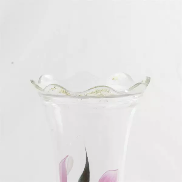 Vintage Bartlett Collins Hand Painted Frosted Bottom Floral Vase 9"