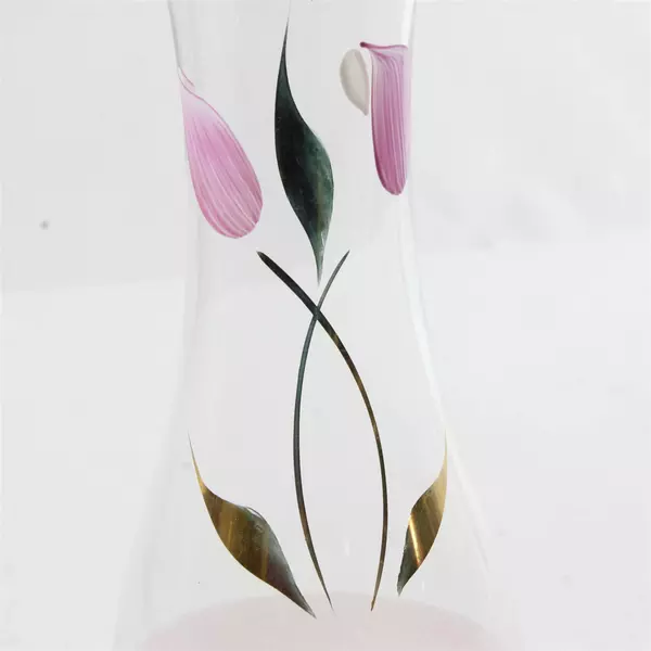 Vintage Bartlett Collins Hand Painted Frosted Bottom Floral Vase 9"