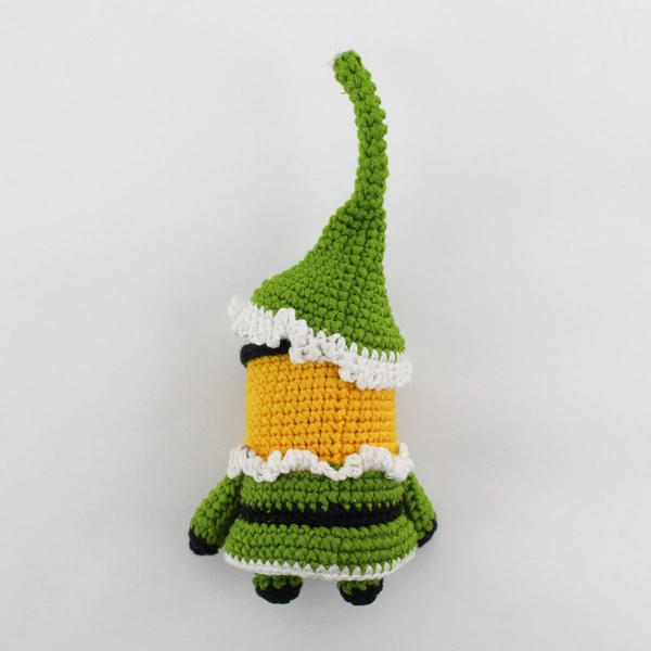 Crocheted Minion Kevin In Green Santa Suit