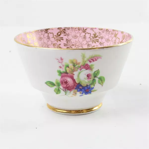 Phoenix Bone China Teacup Pink Floral Gold Rim Vintage 3.75" x 2.5" Used