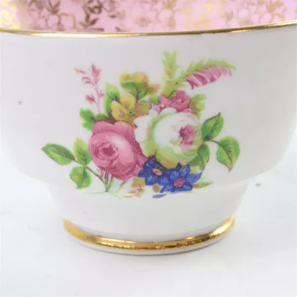 Phoenix Bone China Teacup Pink Floral Gold Rim Vintage 3.75" x 2.5" Used