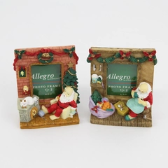 2 Allegro By Intercraft Resin Santa Scene Miniature Photo Frames 1.5 x 2 inch