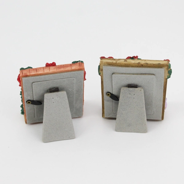 2 Allegro By Intercraft Resin Santa Scene Miniature Photo Frames 1.5 x 2 inch