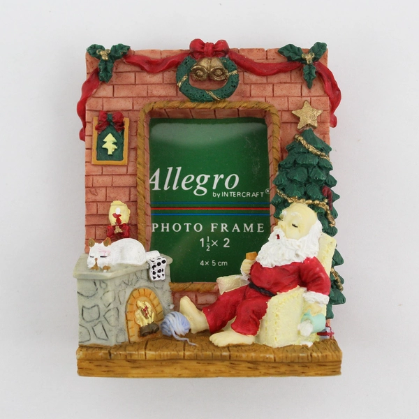 2 Allegro By Intercraft Resin Santa Scene Miniature Photo Frames 1.5 x 2 inch