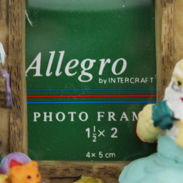 2 Allegro By Intercraft Resin Santa Scene Miniature Photo Frames 1.5 x 2 inch