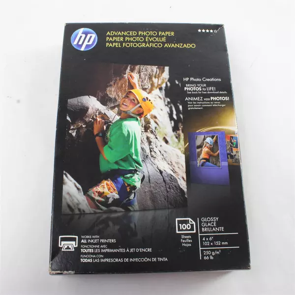 Hp Advanced Photo Paper Glossy Hewlett Packard (Q6638A) 4 x 6, Used 65ct