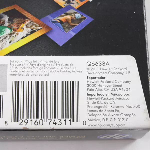 Hp Advanced Photo Paper Glossy Hewlett Packard (Q6638A) 4 x 6, Used 65ct