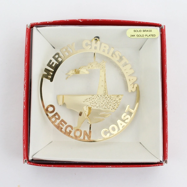Oregon Coast And Gold Beach Oregon 24k Gold Plated Brass Ornaments 