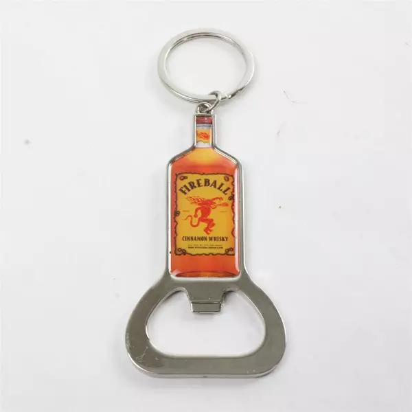 Fireball Cinnamon Whiskey Bottle Opener Keychain Metal Keyring 3.5"