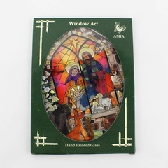 AMIA Hand Painted Stained Glass Holy Family Nativity Christmas Sun-catcher NIB