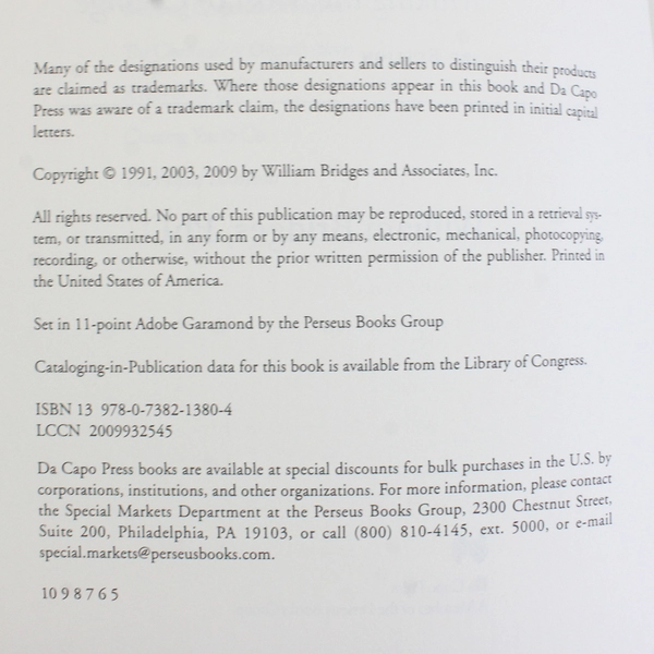 Managing Transitions: Making the Most of Change William Bridges 2009 PB Revised